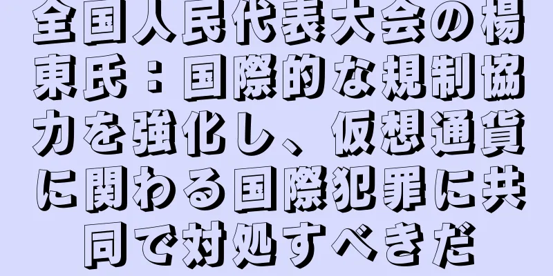 全国人民代表大会の楊東氏：国際的な規制協力を強化し、仮想通貨に関わる国際犯罪に共同で対処すべきだ