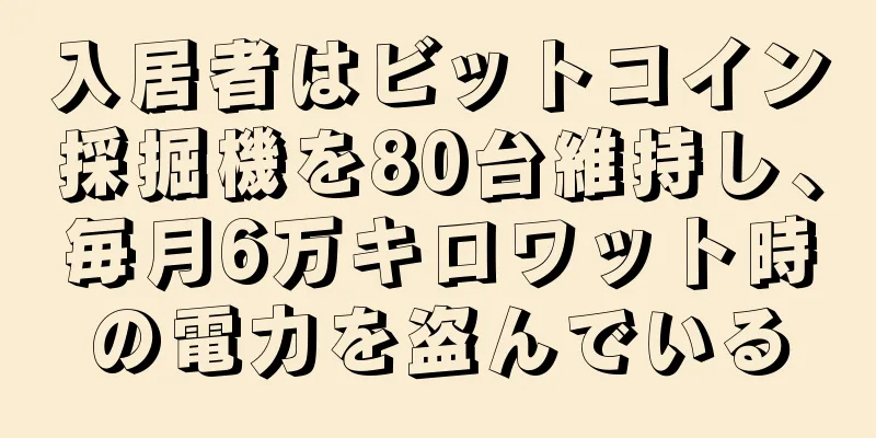 入居者はビットコイン採掘機を80台維持し、毎月6万キロワット時の電力を盗んでいる