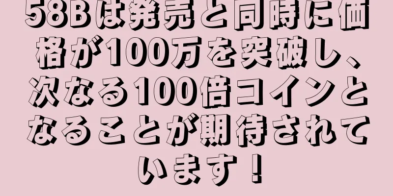 58Bは発売と同時に価格が100万を突破し、次なる100倍コインとなることが期待されています！