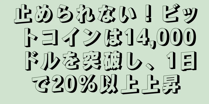 止められない！ビットコインは14,000ドルを突破し、1日で20%以上上昇