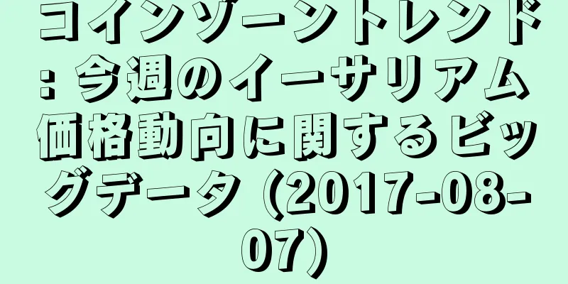 コインゾーントレンド: 今週のイーサリアム価格動向に関するビッグデータ (2017-08-07)
