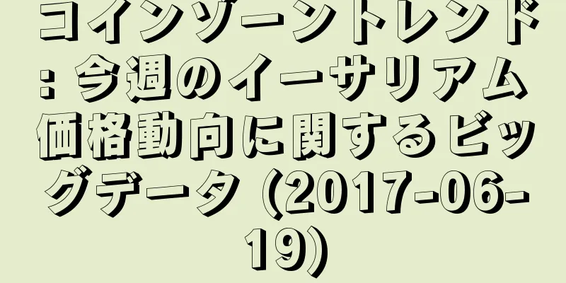 コインゾーントレンド: 今週のイーサリアム価格動向に関するビッグデータ (2017-06-19)