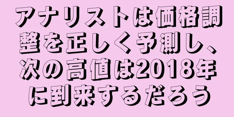 アナリストは価格調整を正しく予測し、次の高値は2018年に到来するだろう