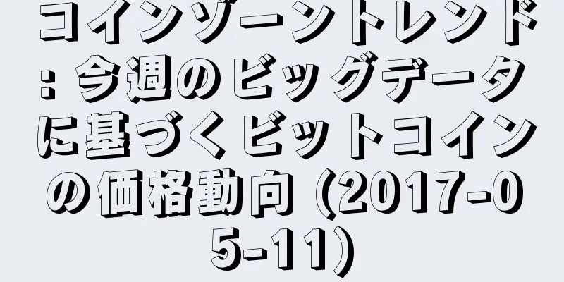 コインゾーントレンド: 今週のビッグデータに基づくビットコインの価格動向 (2017-05-11)