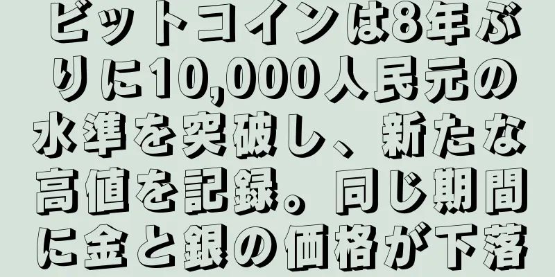ビットコインは8年ぶりに10,000人民元の水準を突破し、新たな高値を記録。同じ期間に金と銀の価格が下落