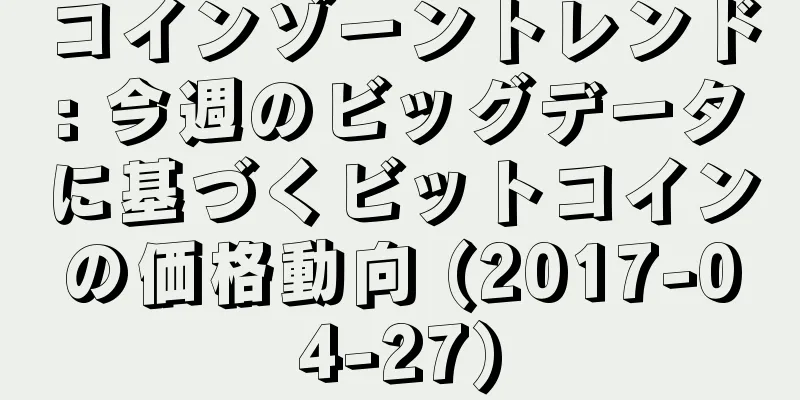 コインゾーントレンド: 今週のビッグデータに基づくビットコインの価格動向 (2017-04-27)