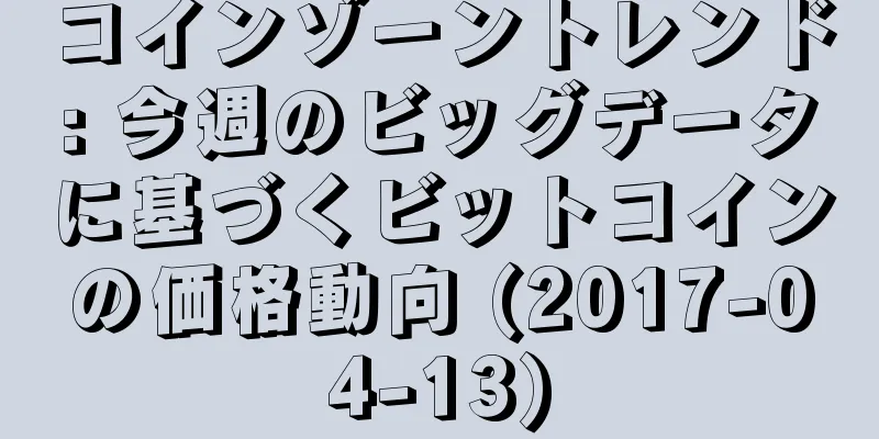 コインゾーントレンド: 今週のビッグデータに基づくビットコインの価格動向 (2017-04-13)