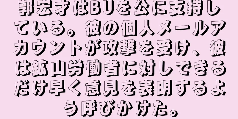 郭宏才はBUを公に支持している。彼の個人メールアカウントが攻撃を受け、彼は鉱山労働者に対しできるだけ早く意見を表明するよう呼びかけた。