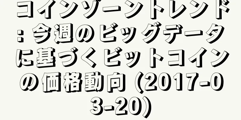 コインゾーントレンド: 今週のビッグデータに基づくビットコインの価格動向 (2017-03-20)