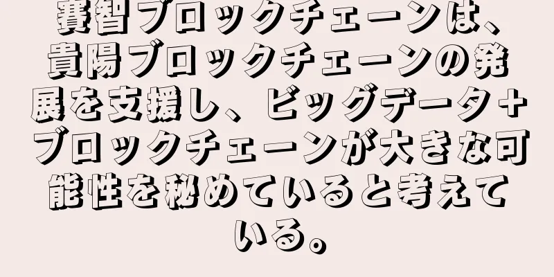 賽智ブロックチェーンは、貴陽ブロックチェーンの発展を支援し、ビッグデータ＋ブロックチェーンが大きな可能性を秘めていると考えている。