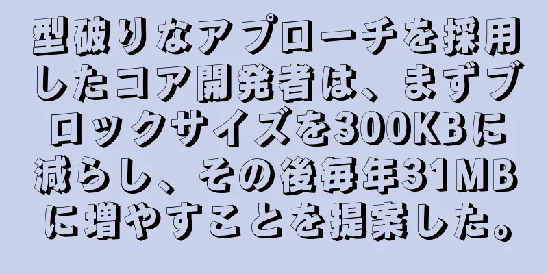 型破りなアプローチを採用したコア開発者は、まずブロックサイズを300KBに減らし、その後毎年31MBに増やすことを提案した。