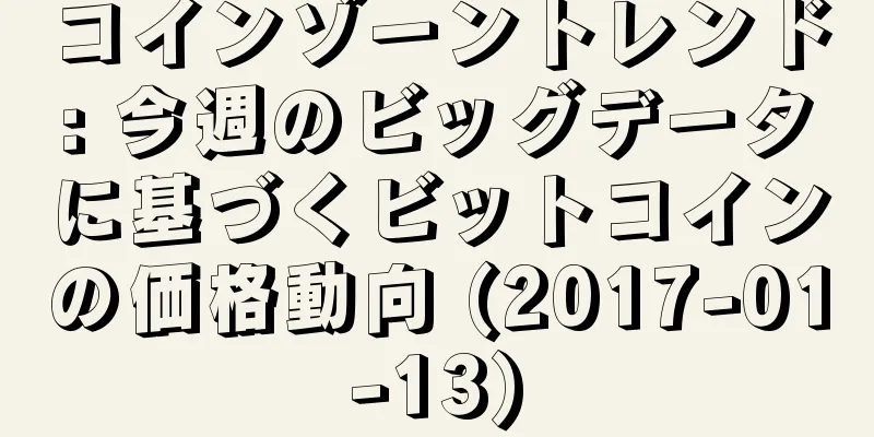コインゾーントレンド: 今週のビッグデータに基づくビットコインの価格動向 (2017-01-13)