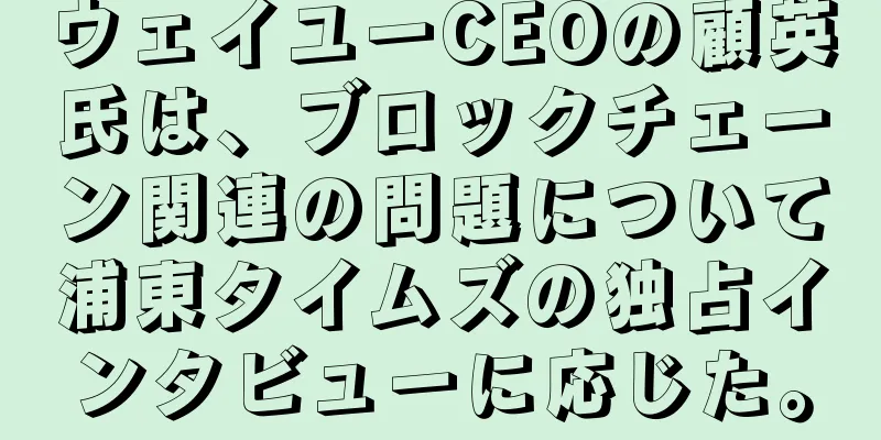ウェイユーCEOの顧英氏は、ブロックチェーン関連の問題について浦東タイムズの独占インタビューに応じた。