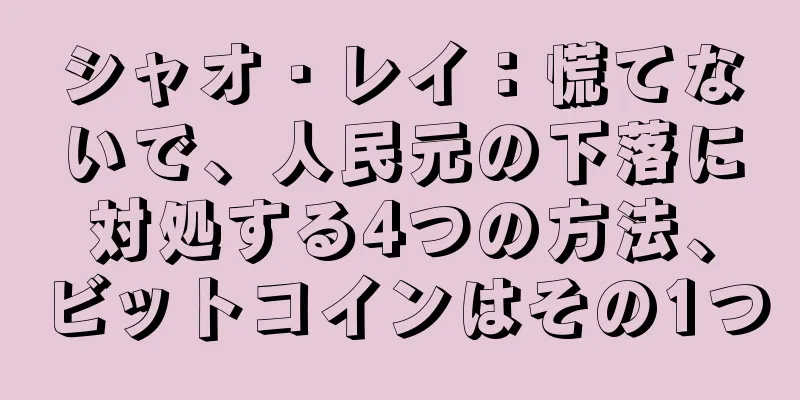 シャオ・レイ：慌てないで、人民元の下落に対処する4つの方法、ビットコインはその1つ
