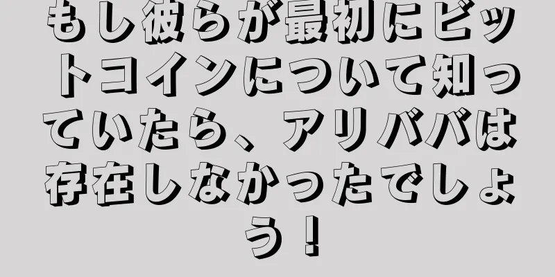 もし彼らが最初にビットコインについて知っていたら、アリババは存在しなかったでしょう！