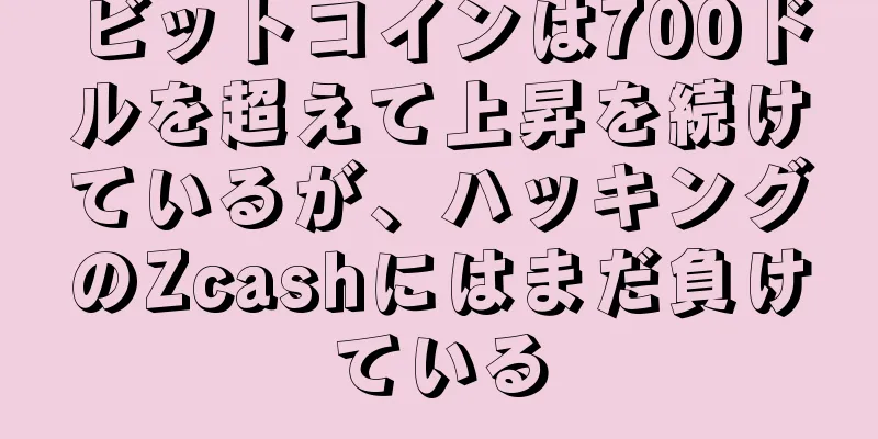 ビットコインは700ドルを超えて上昇を続けているが、ハッキングのZcashにはまだ負けている