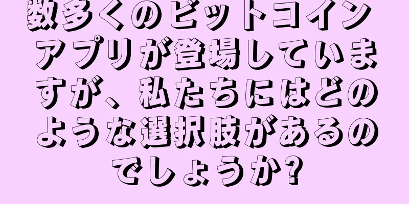数多くのビットコイン アプリが登場していますが、私たちにはどのような選択肢があるのでしょうか?