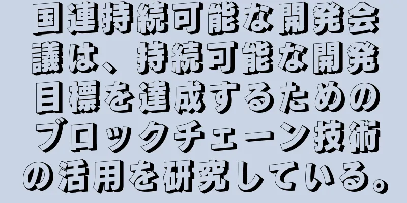 国連持続可能な開発会議は、持続可能な開発目標を達成するためのブロックチェーン技術の活用を研究している。