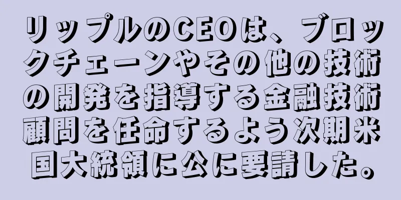リップルのCEOは、ブロックチェーンやその他の技術の開発を指導する金融技術顧問を任命するよう次期米国大統領に公に要請した。