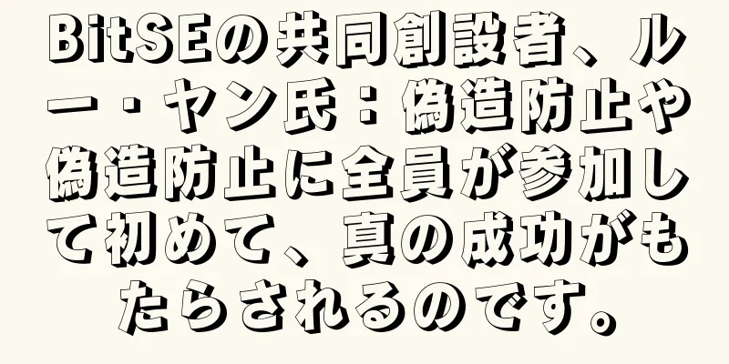 BitSEの共同創設者、ルー・ヤン氏：偽造防止や偽造防止に全員が参加して初めて、真の成功がもたらされるのです。