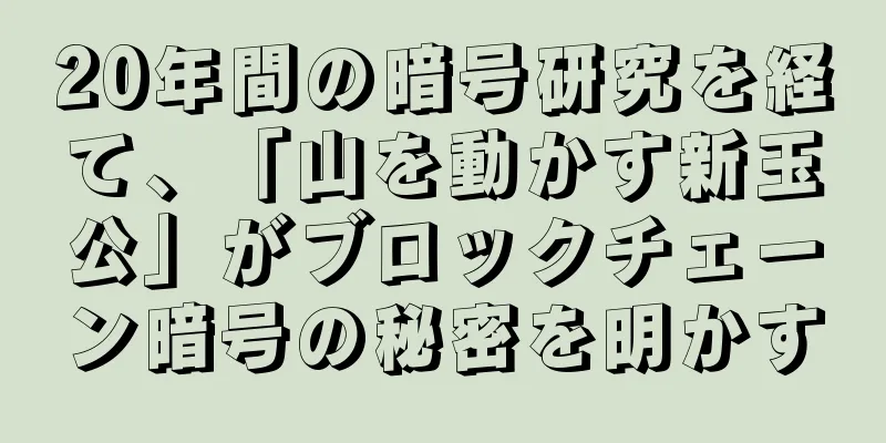 20年間の暗号研究を経て、「山を動かす新玉公」がブロックチェーン暗号の秘密を明かす