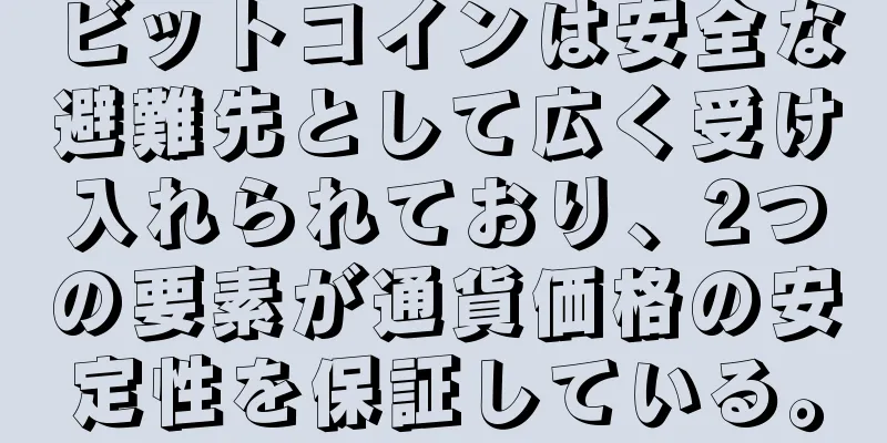 ビットコインは安全な避難先として広く受け入れられており、2つの要素が通貨価格の安定性を保証している。