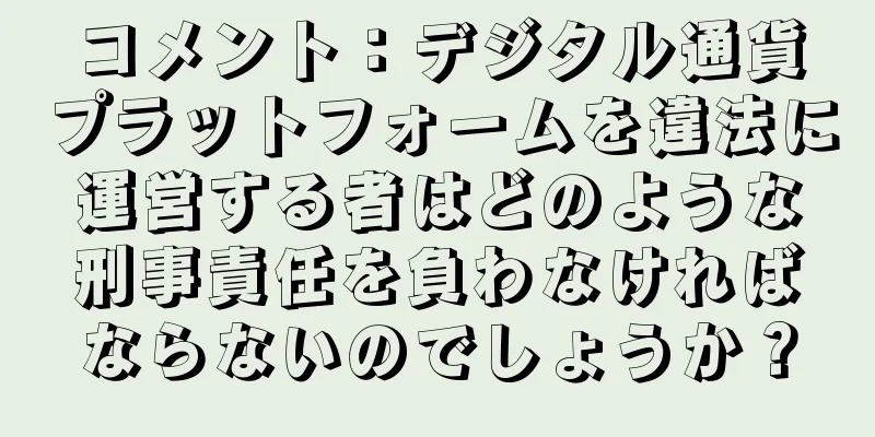 コメント：デジタル通貨プラットフォームを違法に運営する者はどのような刑事責任を負わなければならないのでしょうか？