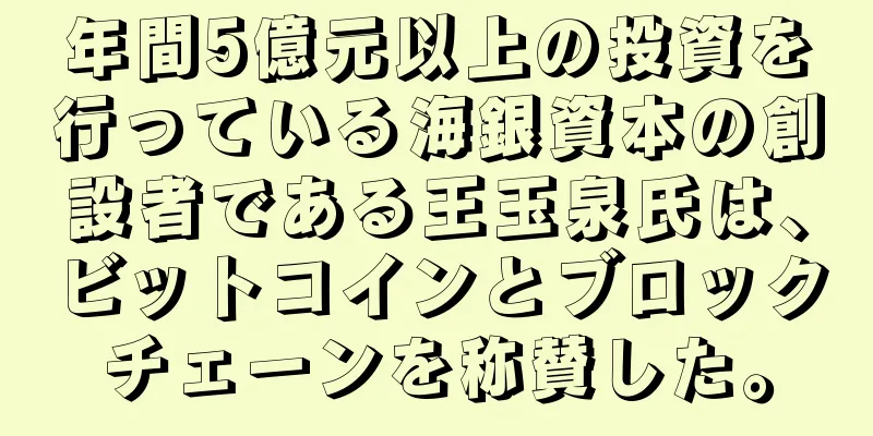 年間5億元以上の投資を行っている海銀資本の創設者である王玉泉氏は、ビットコインとブロックチェーンを称賛した。