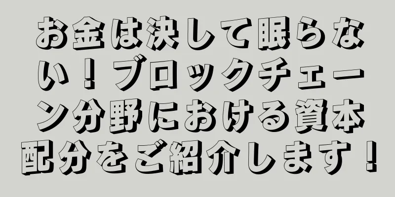 お金は決して眠らない！ブロックチェーン分野における資本配分をご紹介します！