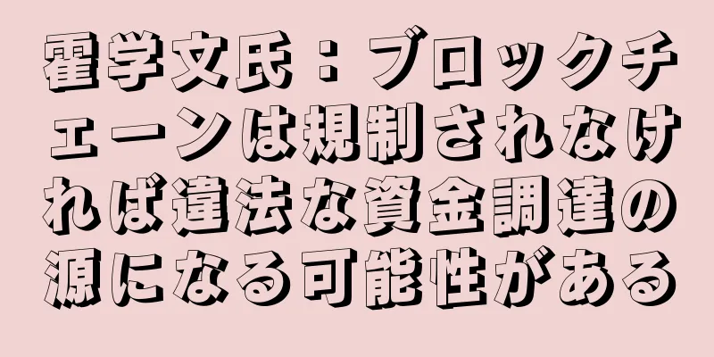 霍学文氏：ブロックチェーンは規制されなければ違法な資金調達の源になる可能性がある