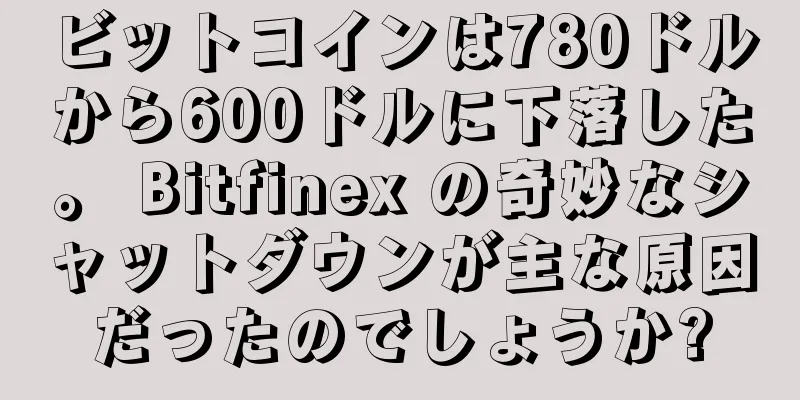 ビットコインは780ドルから600ドルに下落した。 Bitfinex の奇妙なシャットダウンが主な原因だったのでしょうか?