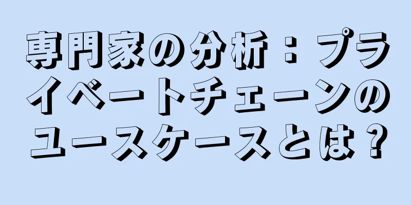 専門家の分析：プライベートチェーンのユースケースとは？