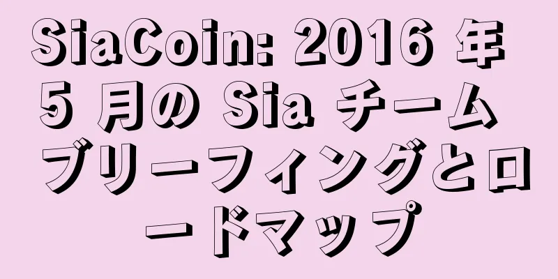 SiaCoin: 2016 年 5 月の Sia チーム ブリーフィングとロードマップ