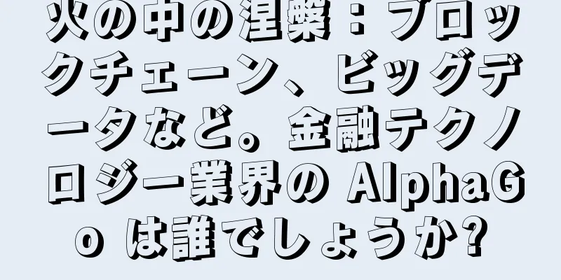 火の中の涅槃：ブロックチェーン、ビッグデータなど。金融テクノロジー業界の AlphaGo は誰でしょうか?