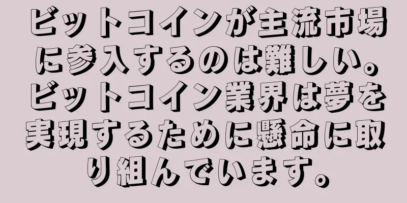 ビットコインが主流市場に参入するのは難しい。ビットコイン業界は夢を実現するために懸命に取り組んでいます。