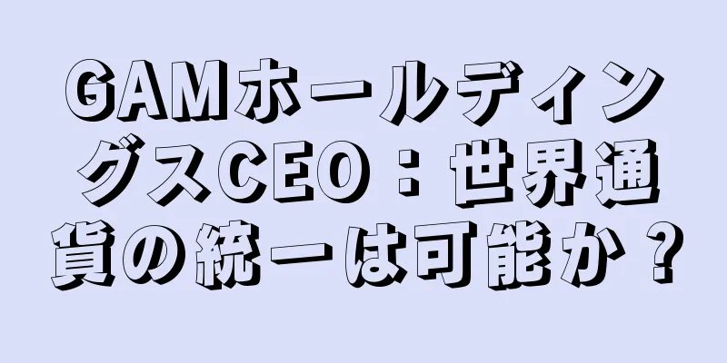 GAMホールディングスCEO：世界通貨の統一は可能か？