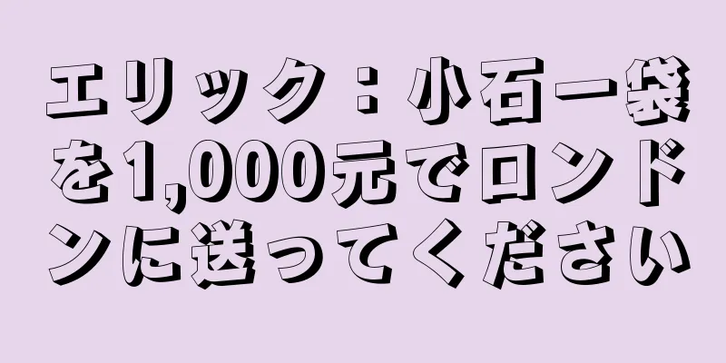 エリック：小石一袋を1,000元でロンドンに送ってください