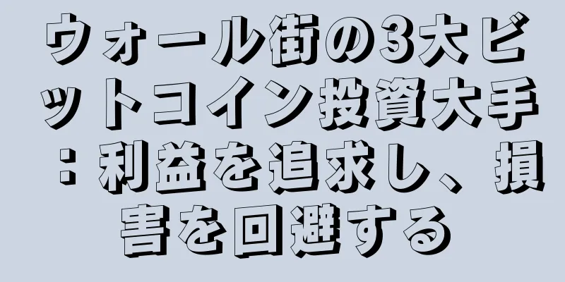 ウォール街の3大ビットコイン投資大手：利益を追求し、損害を回避する